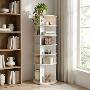 Ryuen - Scarpiera Verticale 7 Ripiani H184 cm 28 paia con Base Rotonda Girevole 360° Manuale Bianca