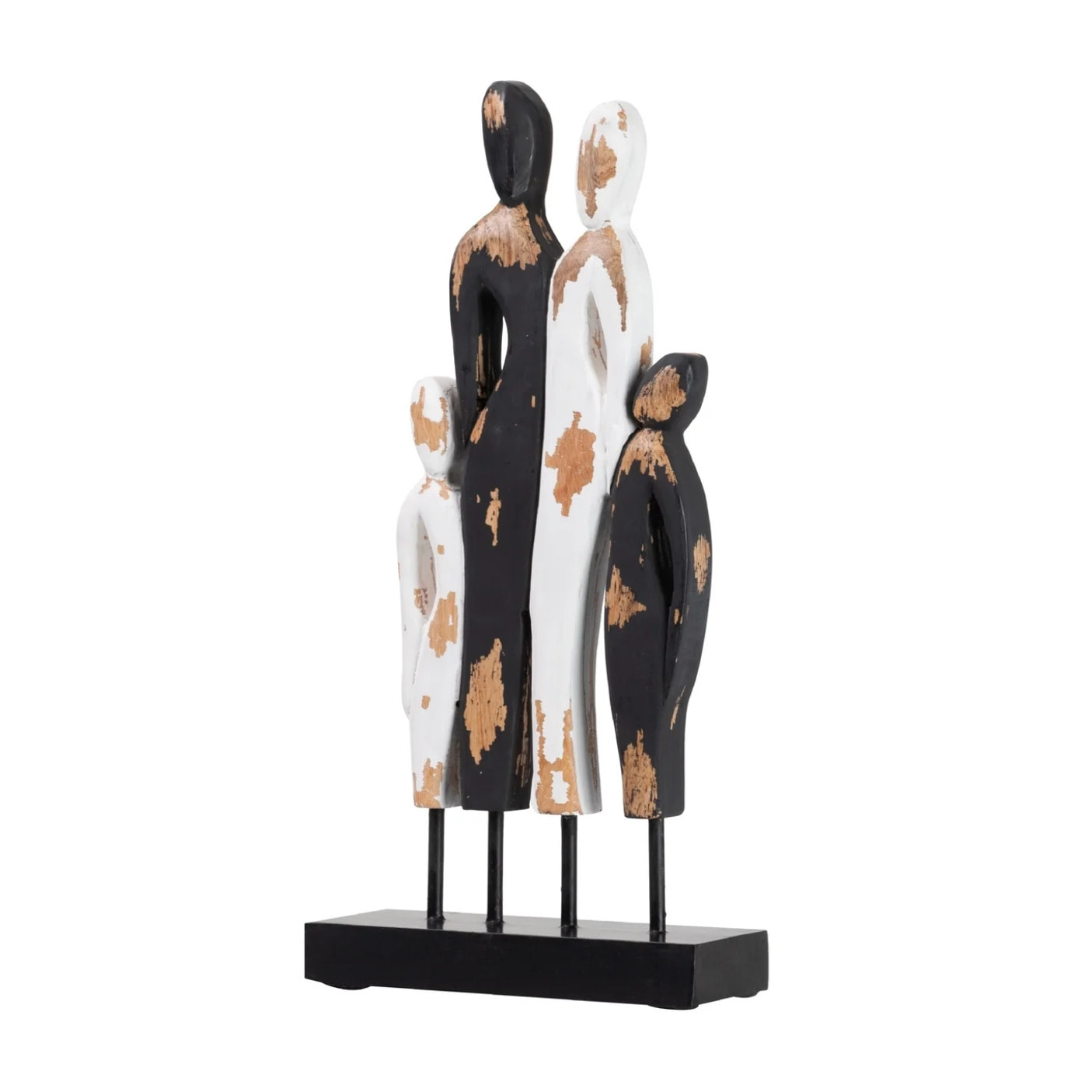 Figura Familia Metal Madera Mango 22x9x46 Cm