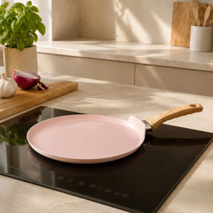 Crêpière 26cm avec revêtement céramique rose - tous feux COLORAMA