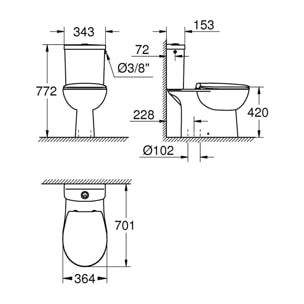 WC à poser avec réservoir et abattant softclose, sans bride, blanc alpin (longueur 70cm)