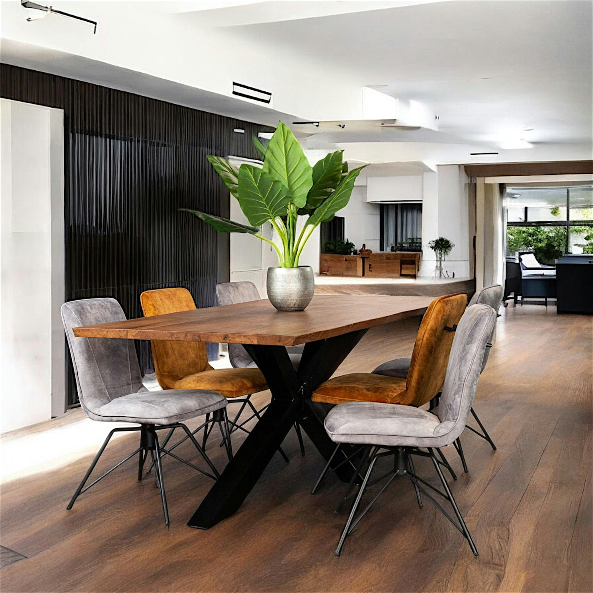 Table en chêne 200 cm bordures naturelles OKA
