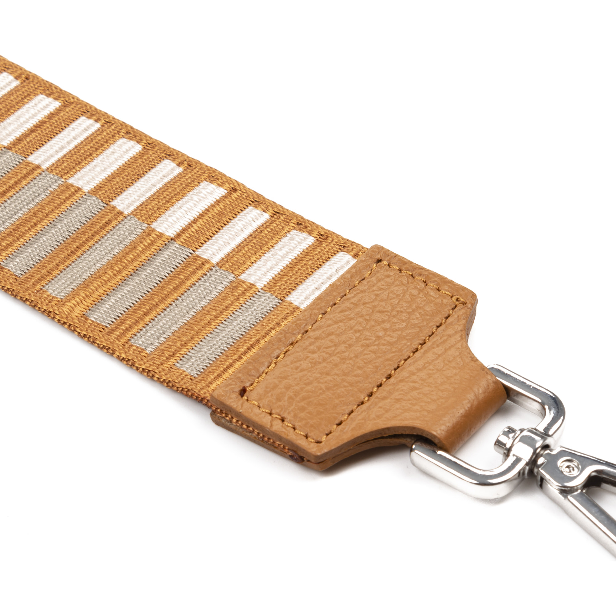 Amato cinturino universale per borse donna. Pelle autentica Dollaro combinata con tessuto.