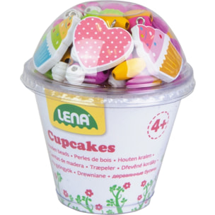 Set Perle in Legno Cupcake, Rosa