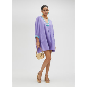 Abito kurta viola con tasche