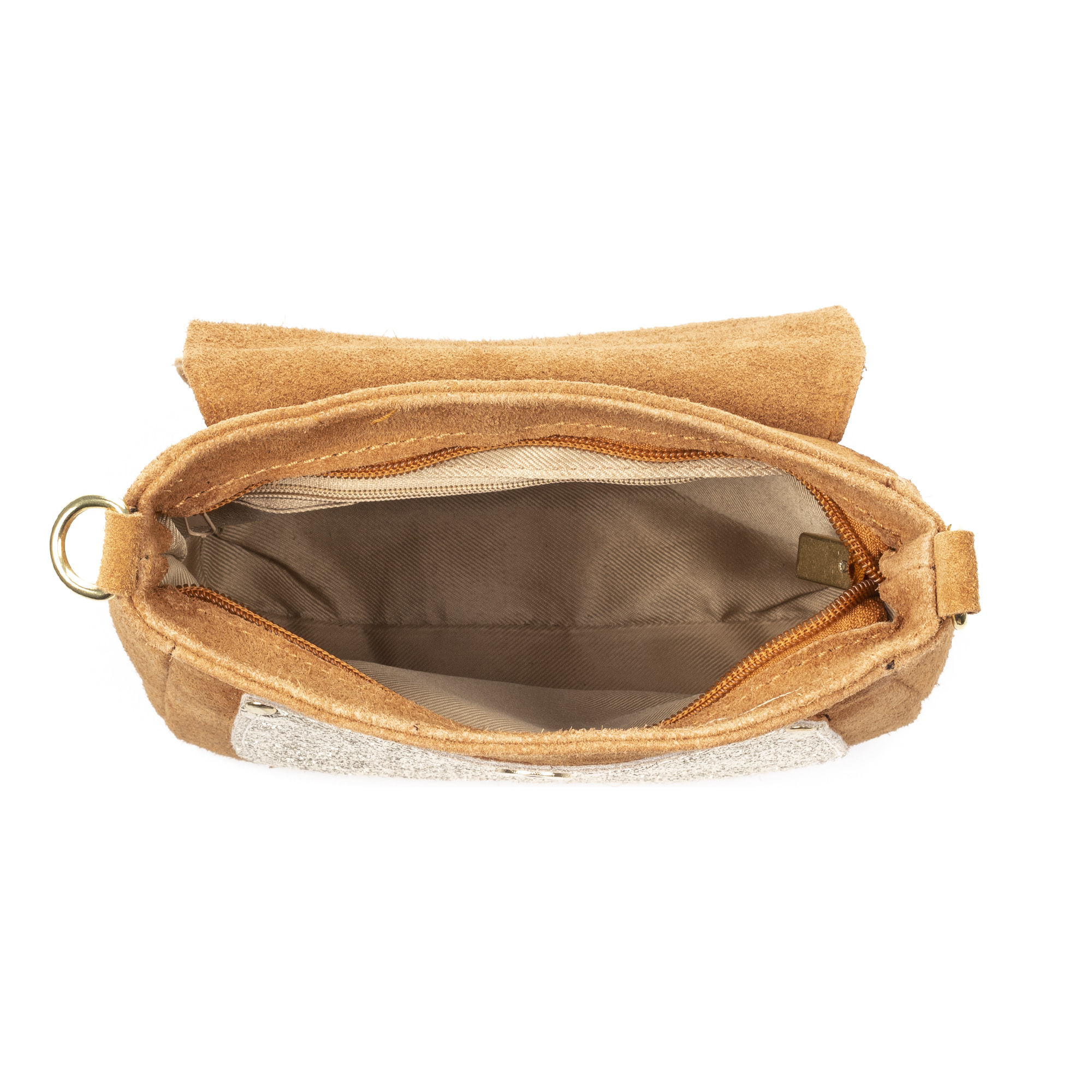 Altissimo borsa a tracolla donna. Pelle autentica scamosciata combinata con scamosciato lucido.