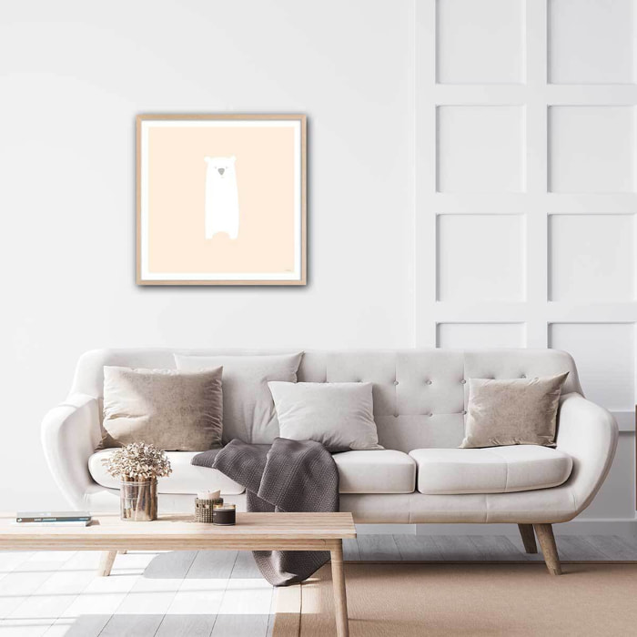 Affiche enfant grizzly mimi Affiche + cadre en bois - Chêne