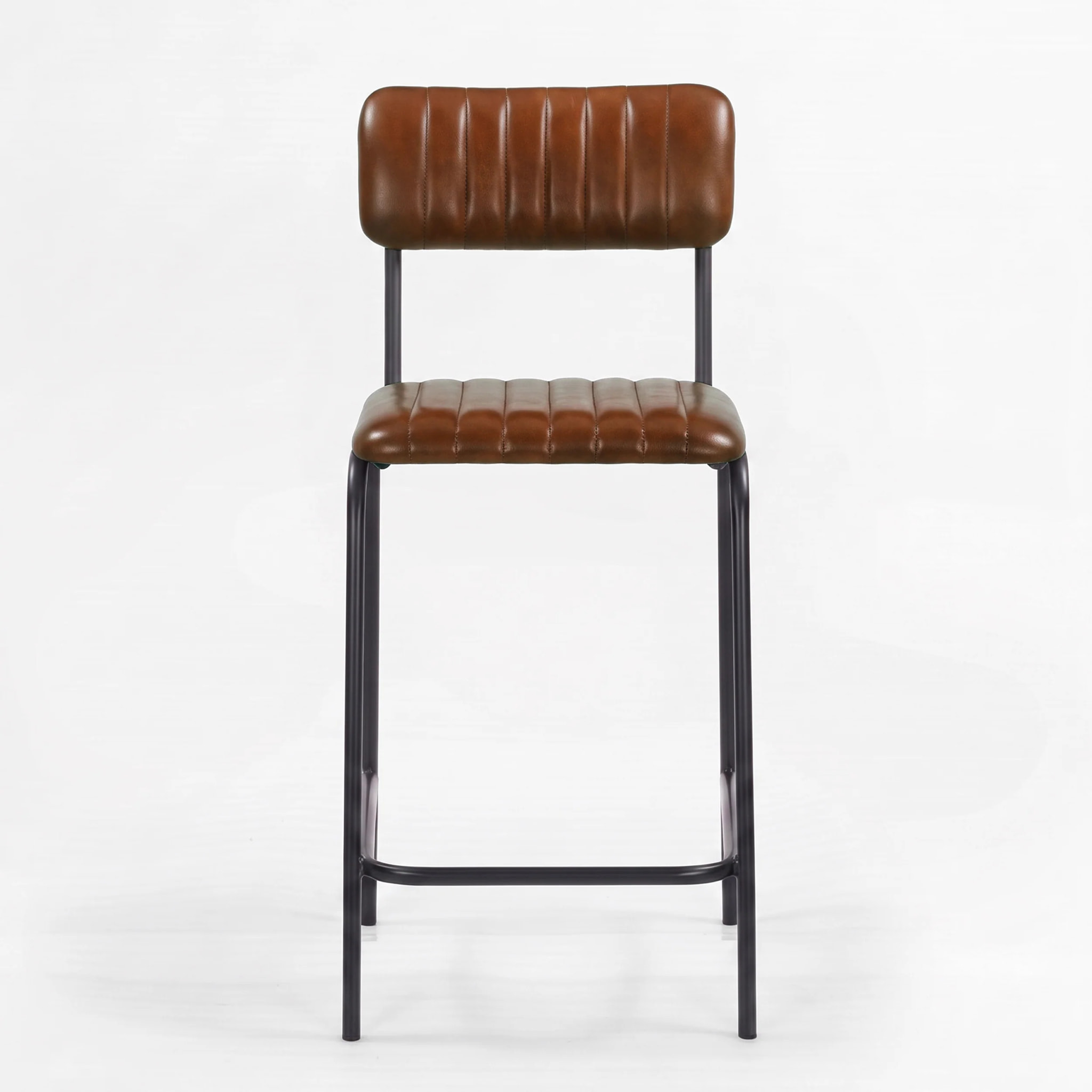 Lot de 2 chaises pour îlot central 65 cm en cuir de buffle marron - Arsène