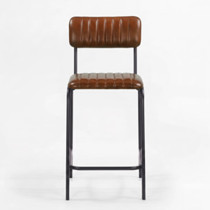 Lot de 2 chaises pour îlot central 65 cm en cuir de buffle marron - Arsène