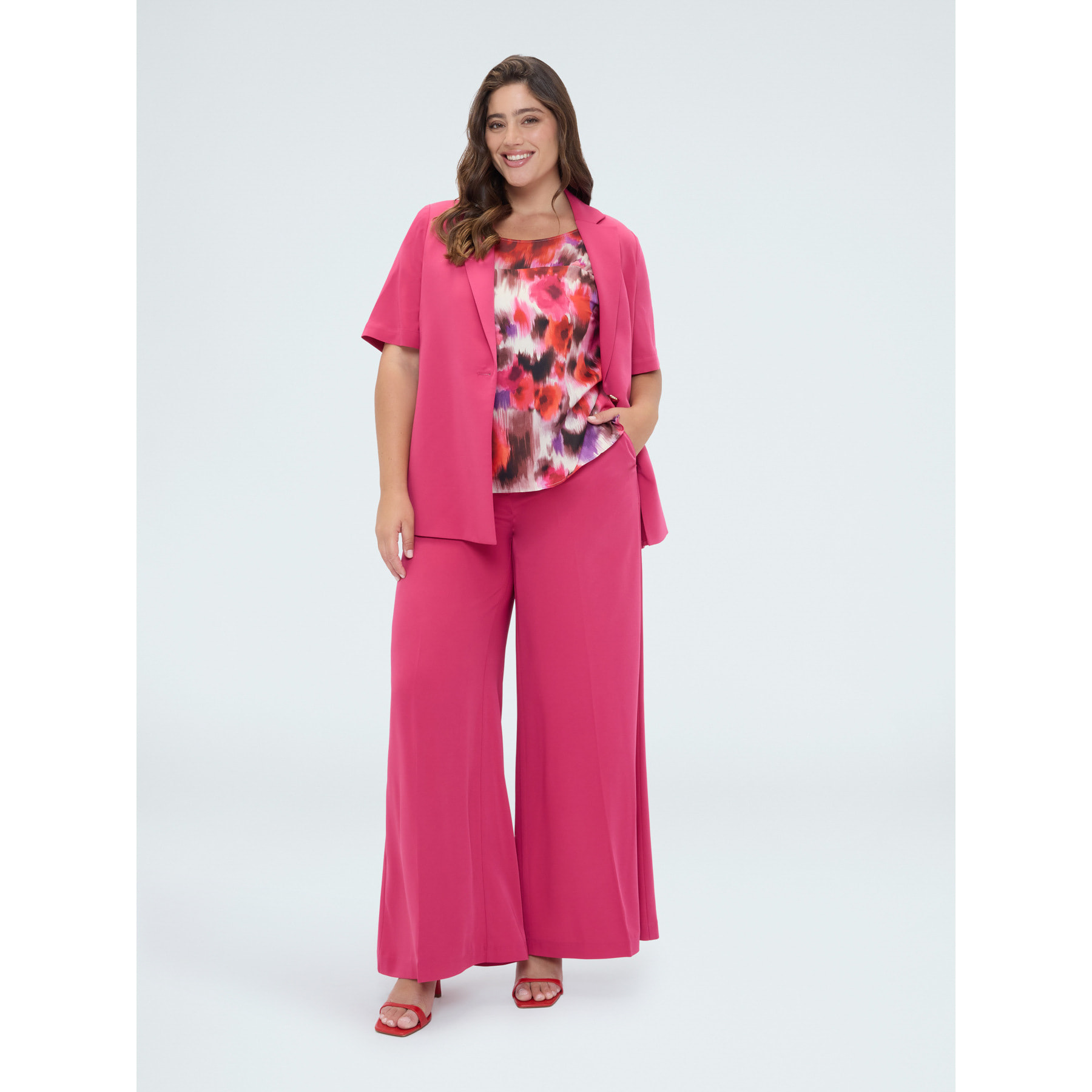 Fiorella Rubino - Blazer fluido con bottone gioiello - Fucsia