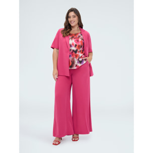 Fiorella Rubino - Blazer fluido con bottone gioiello - Fucsia