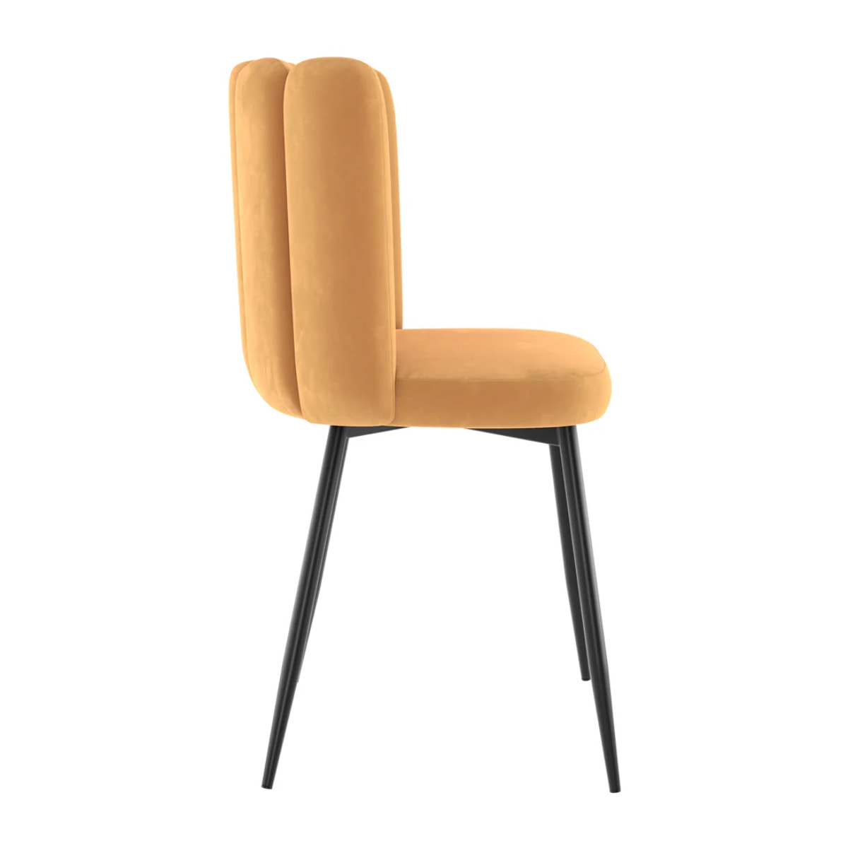 Lot de 2 chaises en velours jaune et pieds en métal - Rosy