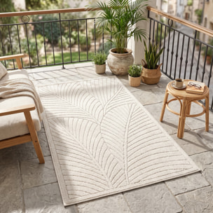 NOVA - Tapis intérieur/extérieur crème à motif feuilles