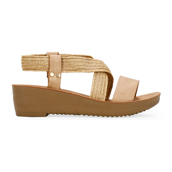 Sandalias de esparto marrones con cuña
