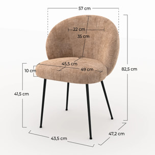 Chaise en velours chenillé marron glacé et métal noir - Bloomy