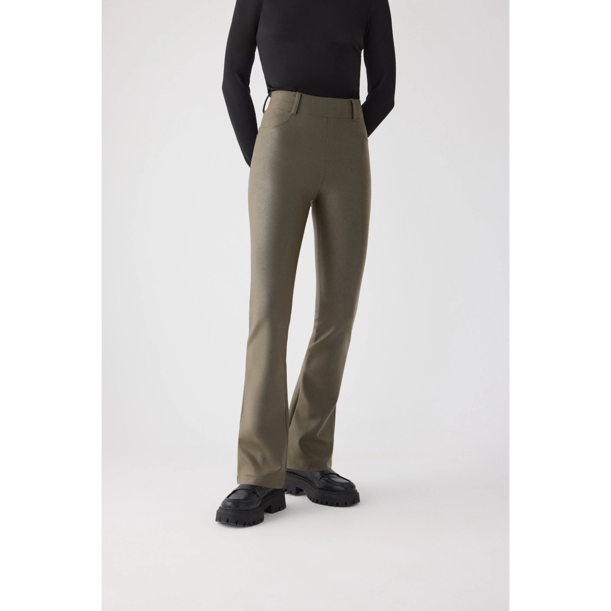 TERMICO Pantaloni effetto pelle a zampa push-up