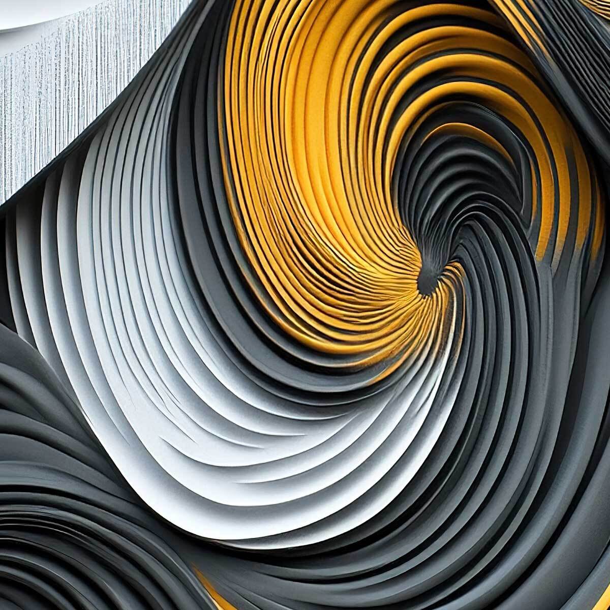 Tableau abstrait spirales dorées Toile imprimée