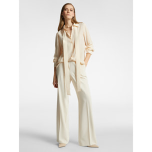 Elena Mirò - Camicia in seta con fusciacca - Bianco