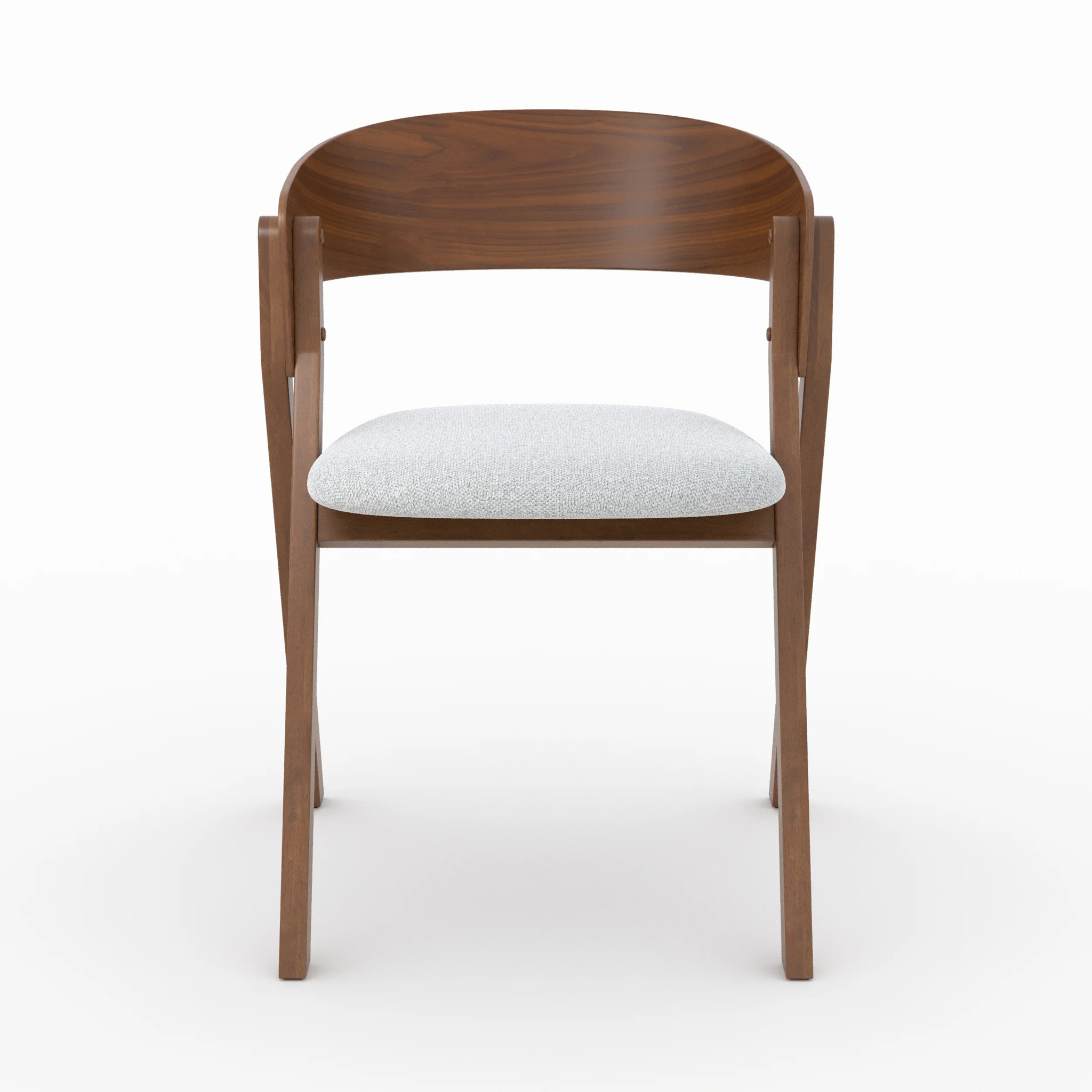 Chaise en bois d'hévéa et tissu gris clair - Héloïse