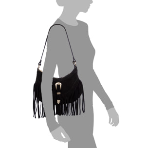 Barlassina bolso bandolera Mujer. Piel auténtica Gamuza, con flecos.