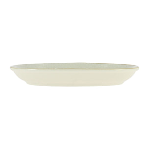 Lot de 6 assiettes ovales en porcelaine blanche et liseré beige 23,5cm NUANCE