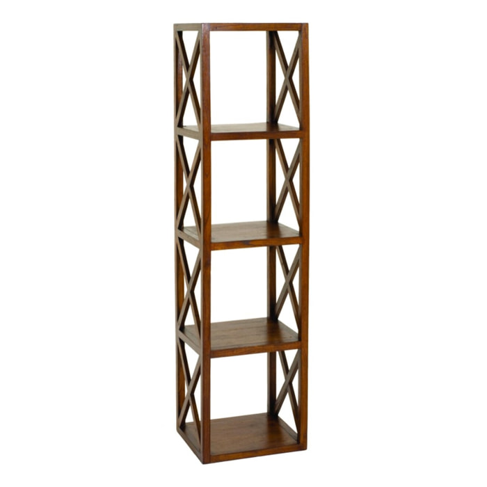 LAUREN - Étagère marron 4 cases 40 cm croisillons bois Mindi