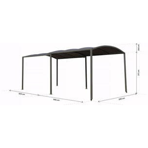 Carport en métal extensible " Mathis" - 303/566 x 295 x 240 cm - Gris
