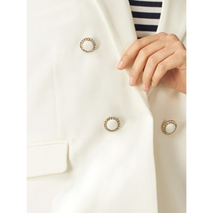 Oltre - Blazer de punto milano con botones joya - Blanco