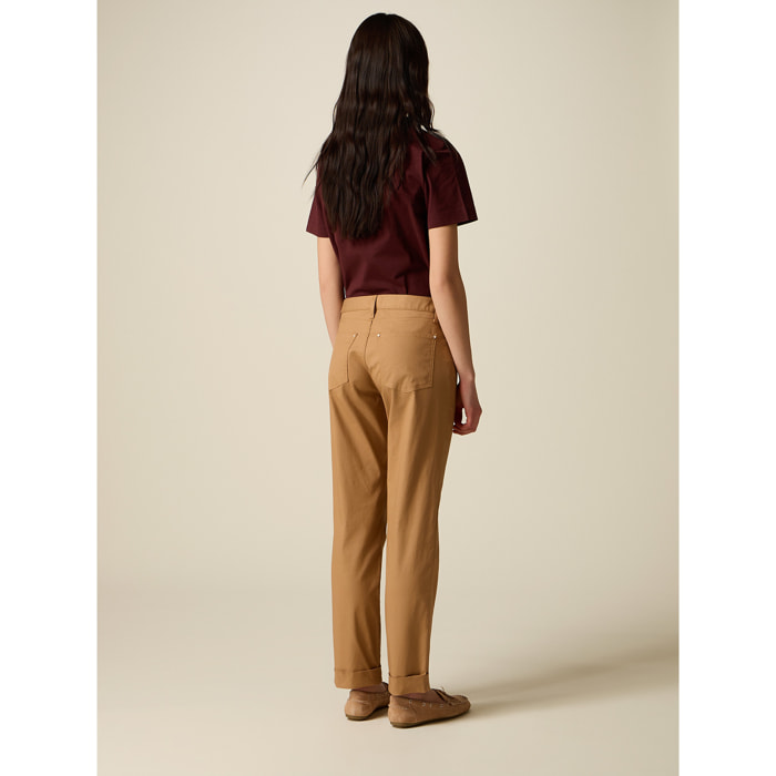 Oltre - Chinos en gabardina mezcla de algodón - Marrón