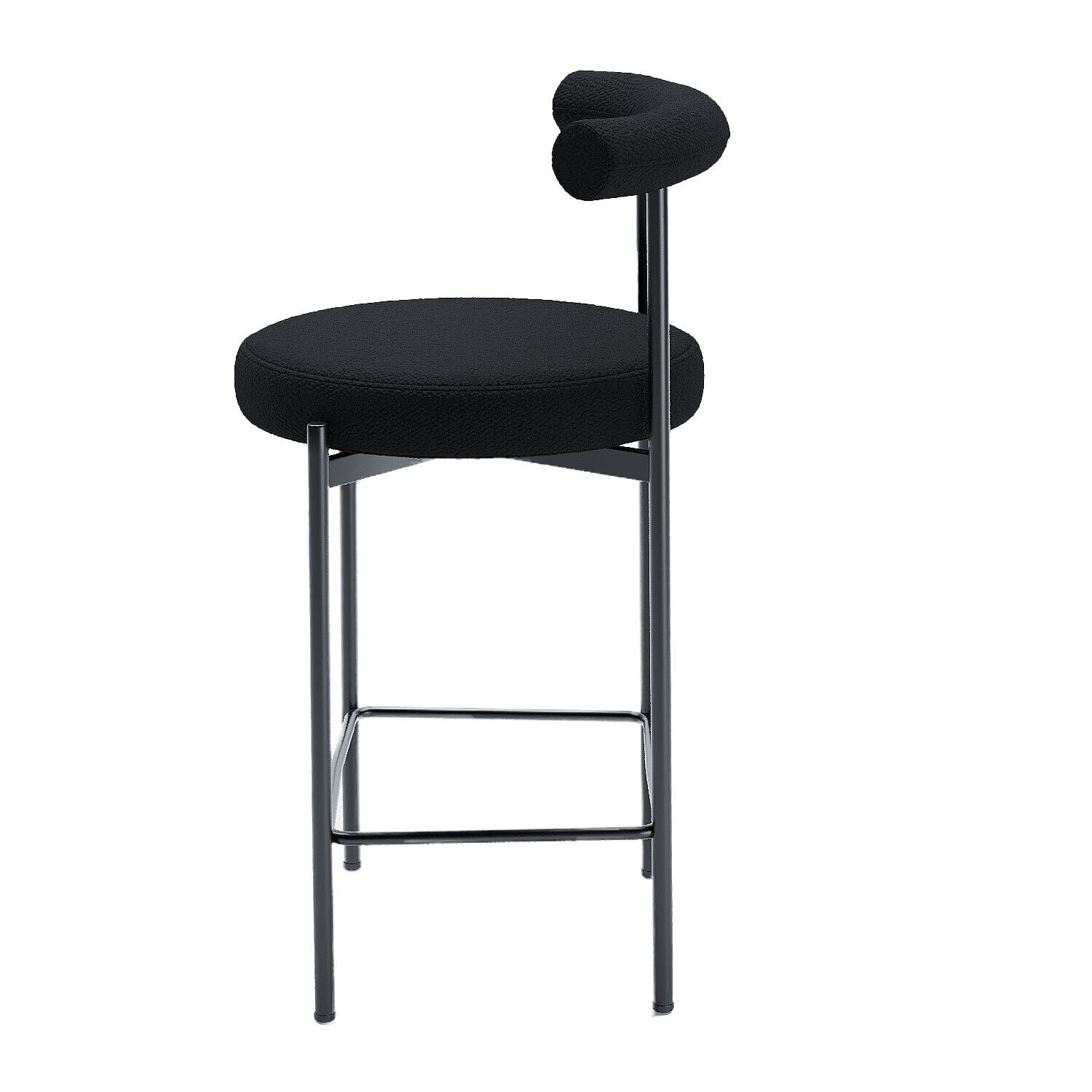 Lot de 2 chaises de bar bouclette grise anthracite Charlotte