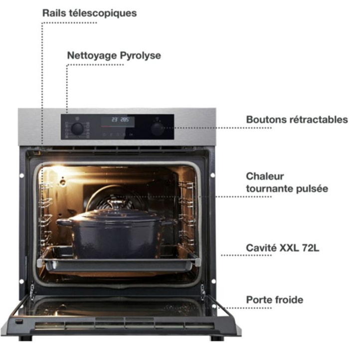 Four encastrable ESSENTIELB EFMP 105i2 - Pyrolyse - Chaleur pulsée - Porte froide - Rails télescopiques