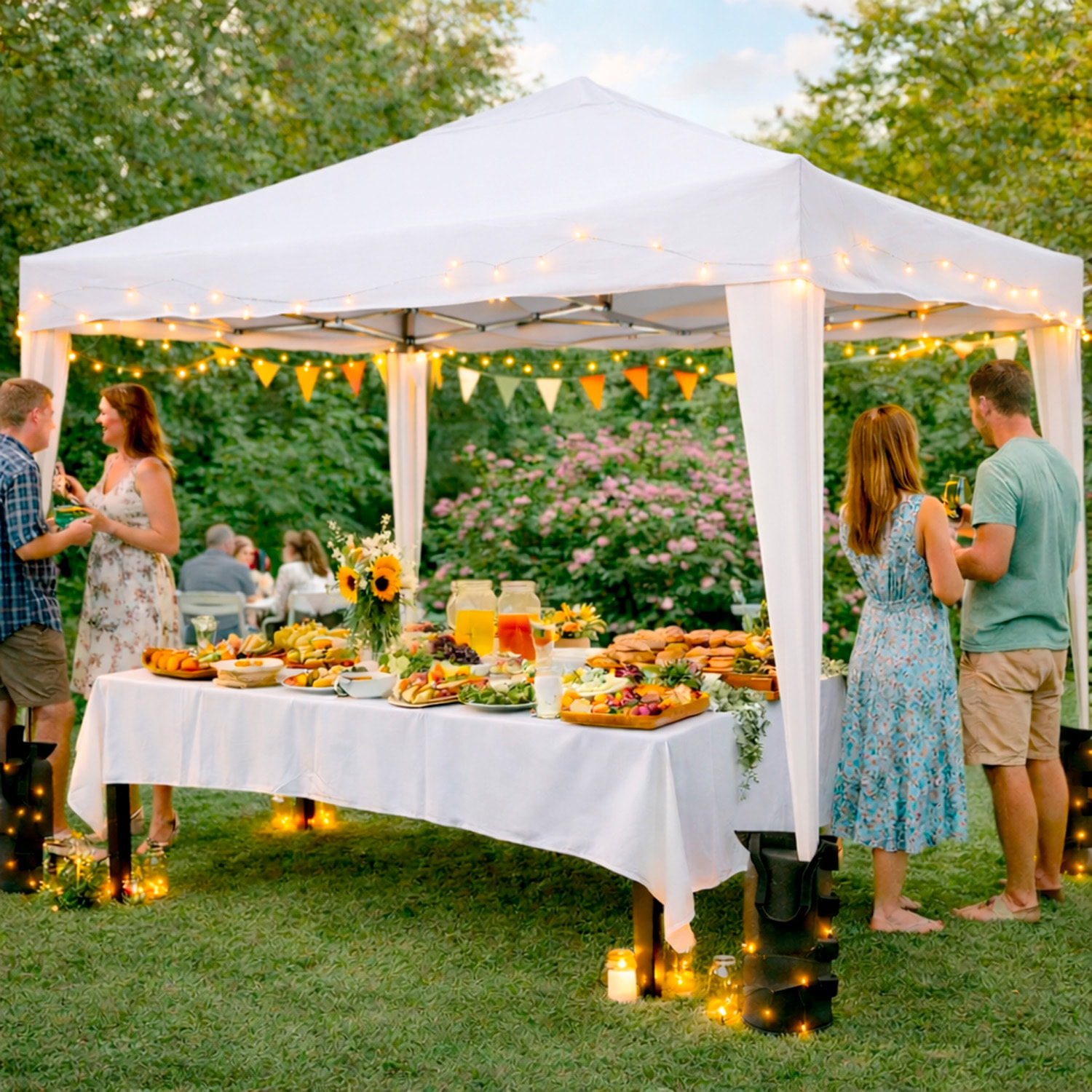 Gazebo Pieghevole 3x4 M in Acciaio con Telo Idrorepellente 160 g/m² Anti-UV Struttura Robusta Apertura Rapida Fisarmonica con Borsa e 4 Sacche Bianco