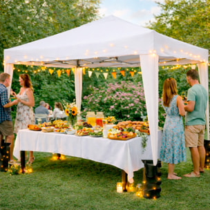 Gazebo Pieghevole 3x4 M in Acciaio con Telo Idrorepellente 160 g/m² Anti-UV Struttura Robusta Apertura Rapida Fisarmonica con Borsa e 4 Sacche Bianco