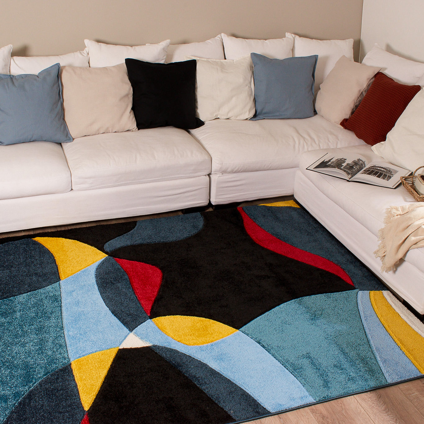 MILANO - Tapis motif abstrait poils en relief multicolore
