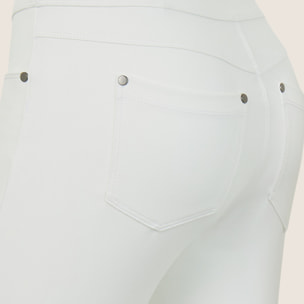 Pantalone skinny vita media senza bottoni in similpelle