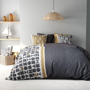 Parure de couette 3pcs 100% coton 57fils/cm2 unieon révers.