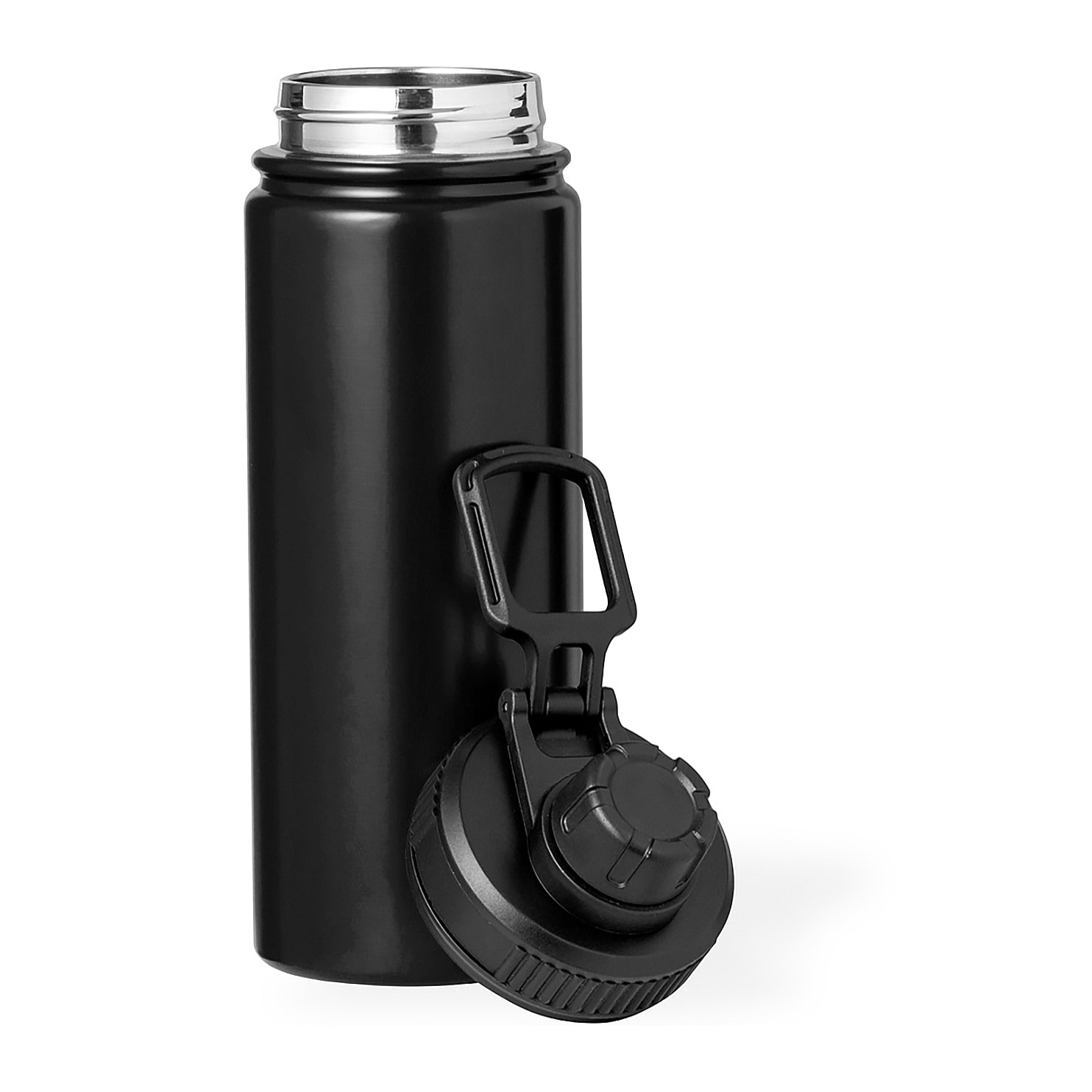 Bidón térmico de acero inox con doble pared y 550 ml de capacidad. Incluye tapa de cierre a rosca, con dosificador y asa.