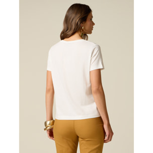 Oltre - T-shirt con paillettes - Bianco