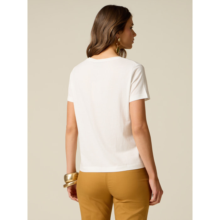Oltre - T-shirt con paillettes - Bianco