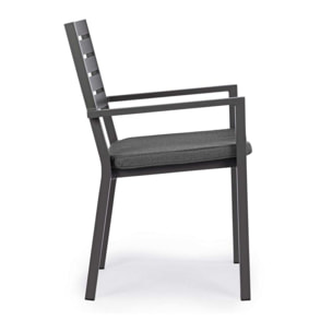 Set 4 sedie da giardino MURGIA con cuscino sfoderabile in tessuto e struttura in alluminio antracite