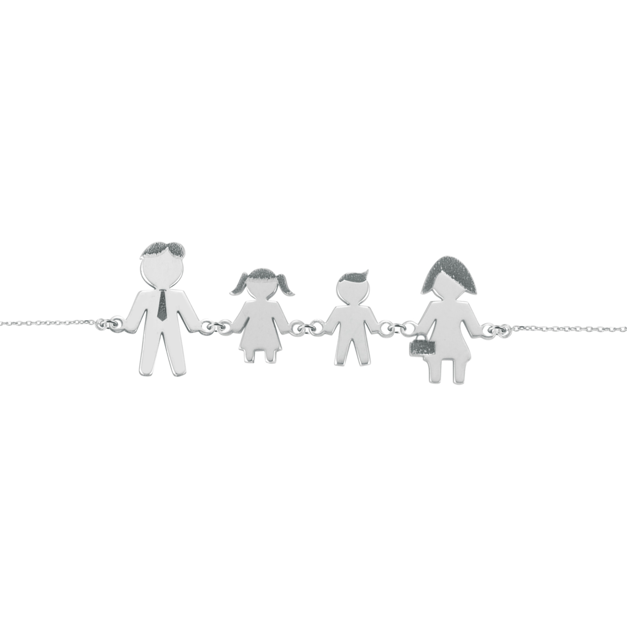 Bracciale Love Makes a Family Papà-Bimba-Bimbo-Mamma Argento