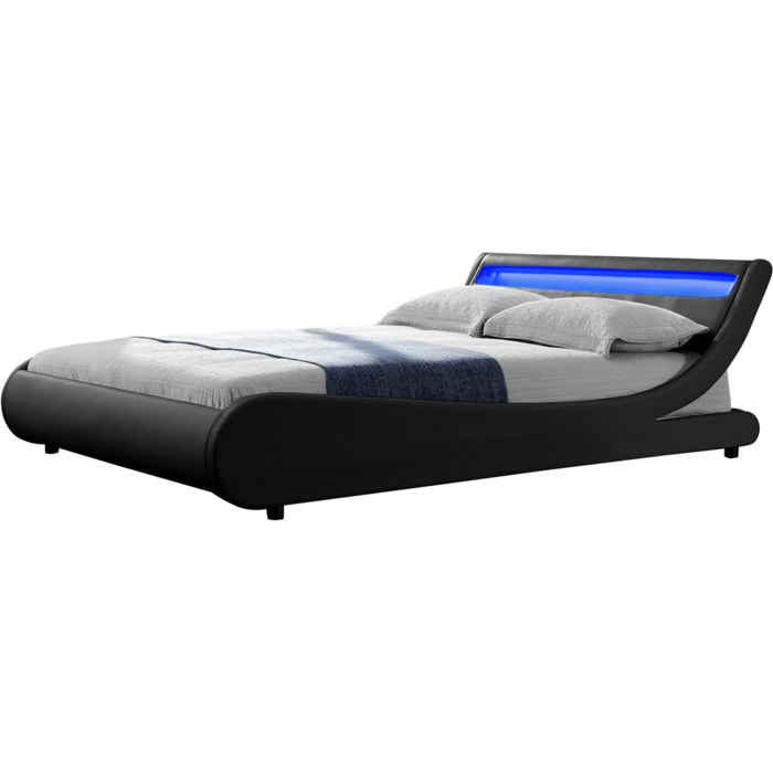 Lit LED "Natacha" - 140 x 190 cm - Noir