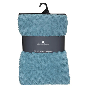 Plaid "Bouclette" fausse fourrure bleu orage 180x230cm