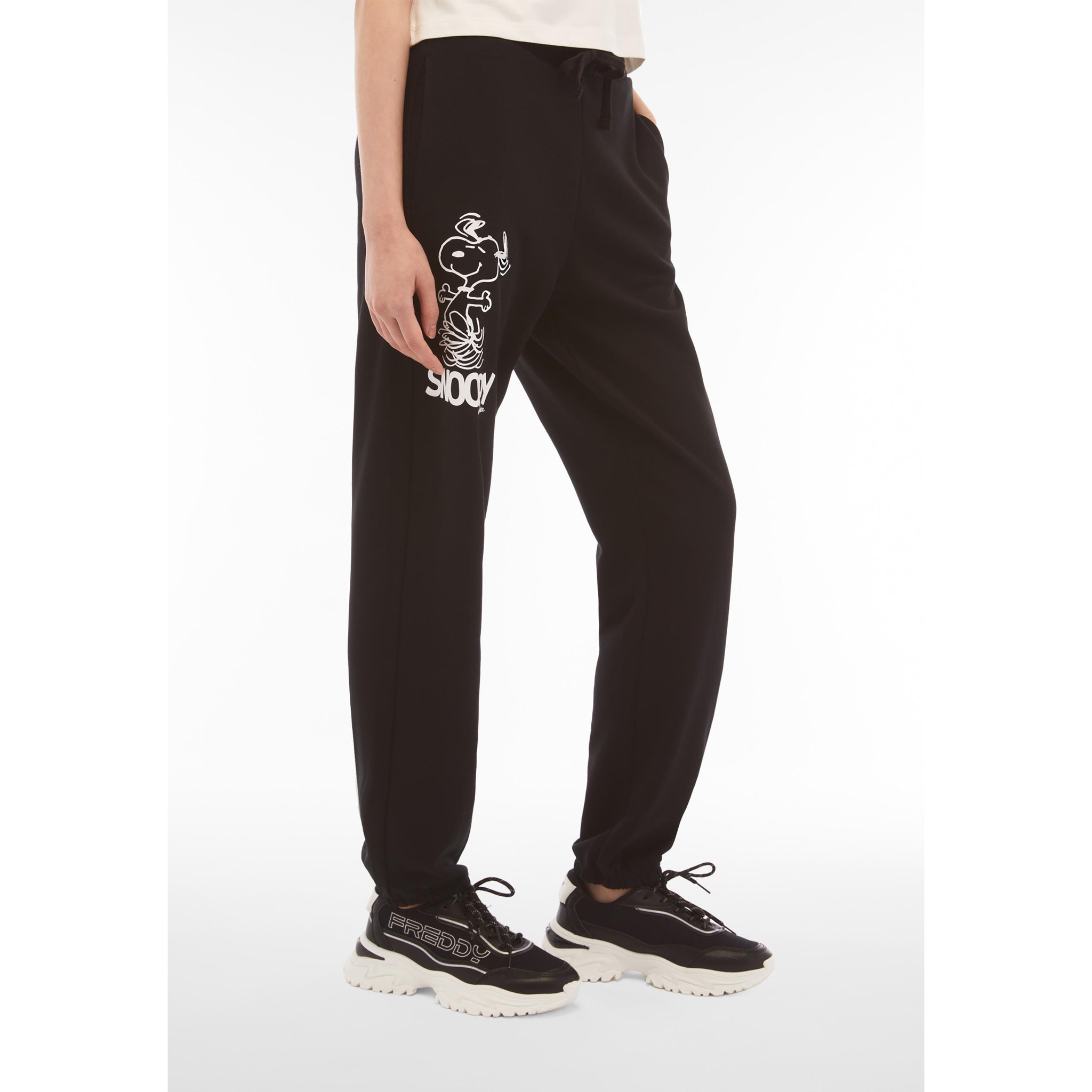 Pantaloni sportivi donna con stampa Snoopy in french terry