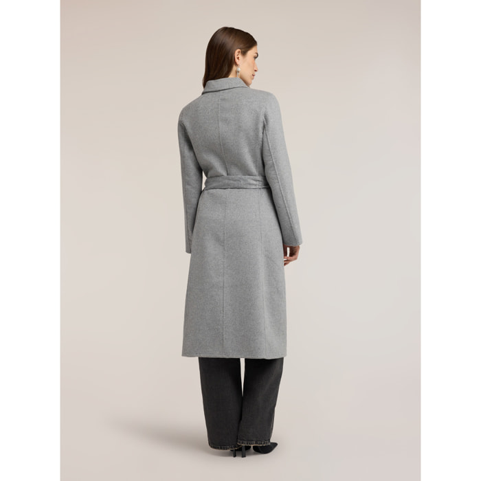 Motivi - Cappotto cinturato doppiopetto in misto lana - Grigio