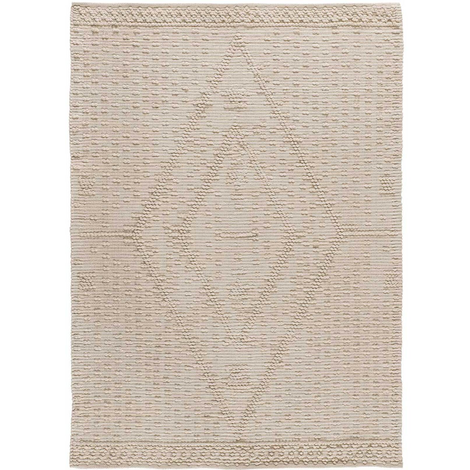 PAMUK Alfombra Ã©tnica algodÃ³n reciclado con relieve en crema, varias medidas disponibles