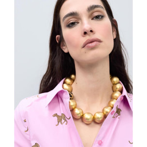 Camicia in popeline con stampa leopardata