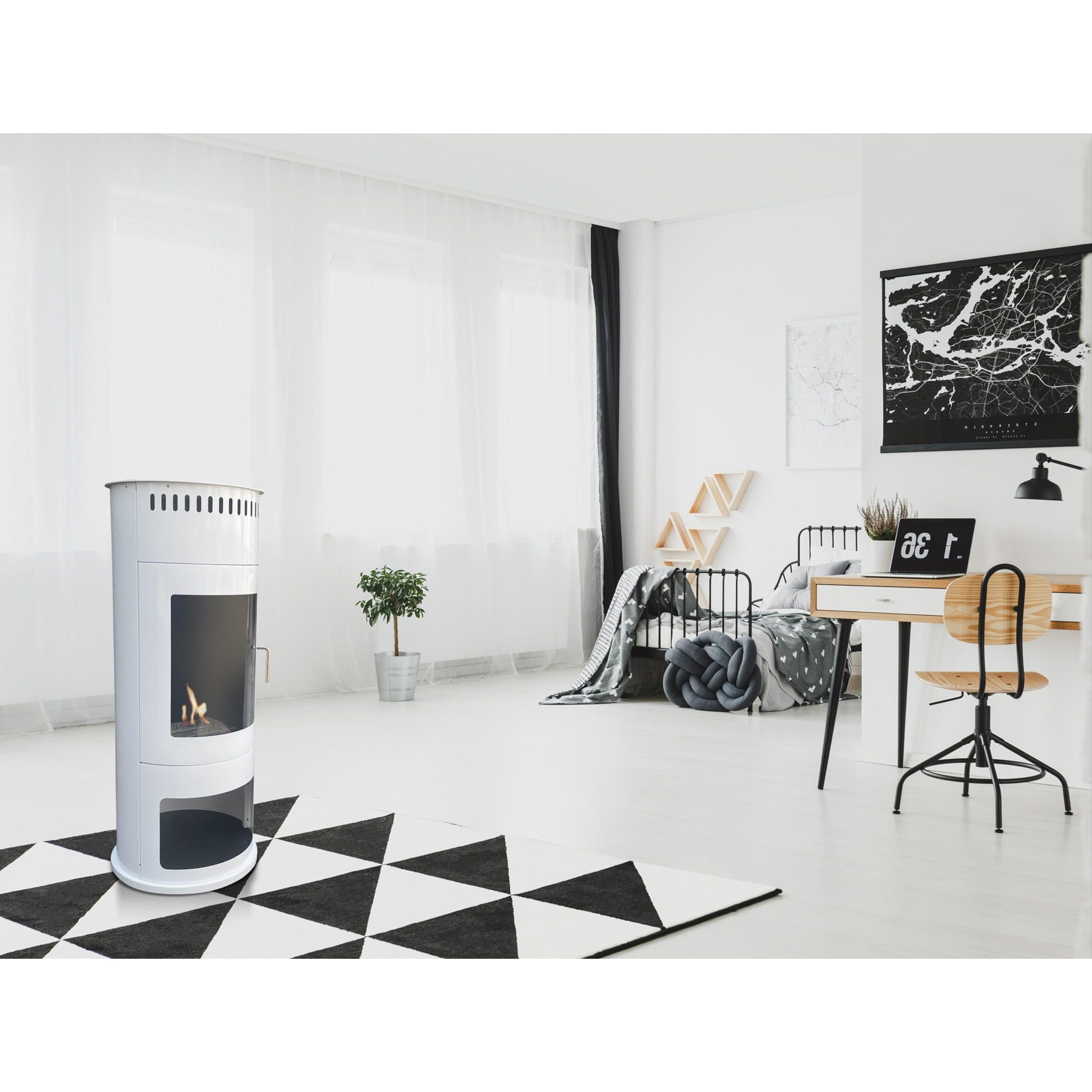 Estufa de etanol en acero con puerta de cristal templado BESTFIRE W PURLINE 3000 W