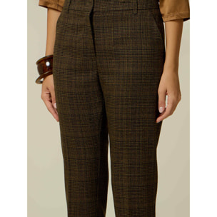 Oltre - Pantalones de cuadros - Marrón