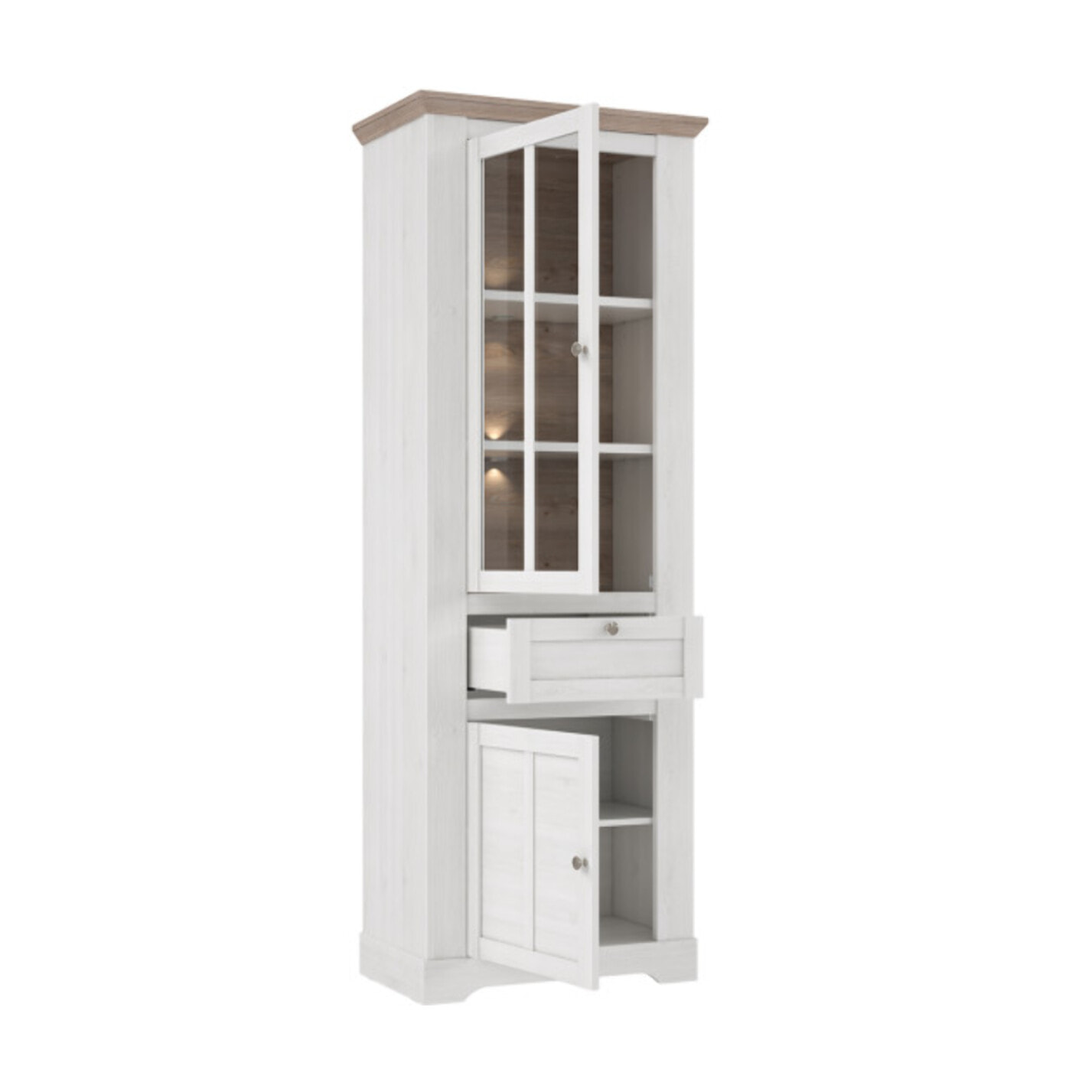 Vitrine en bois effet chêne clair blanchi L75cm - ILONA
