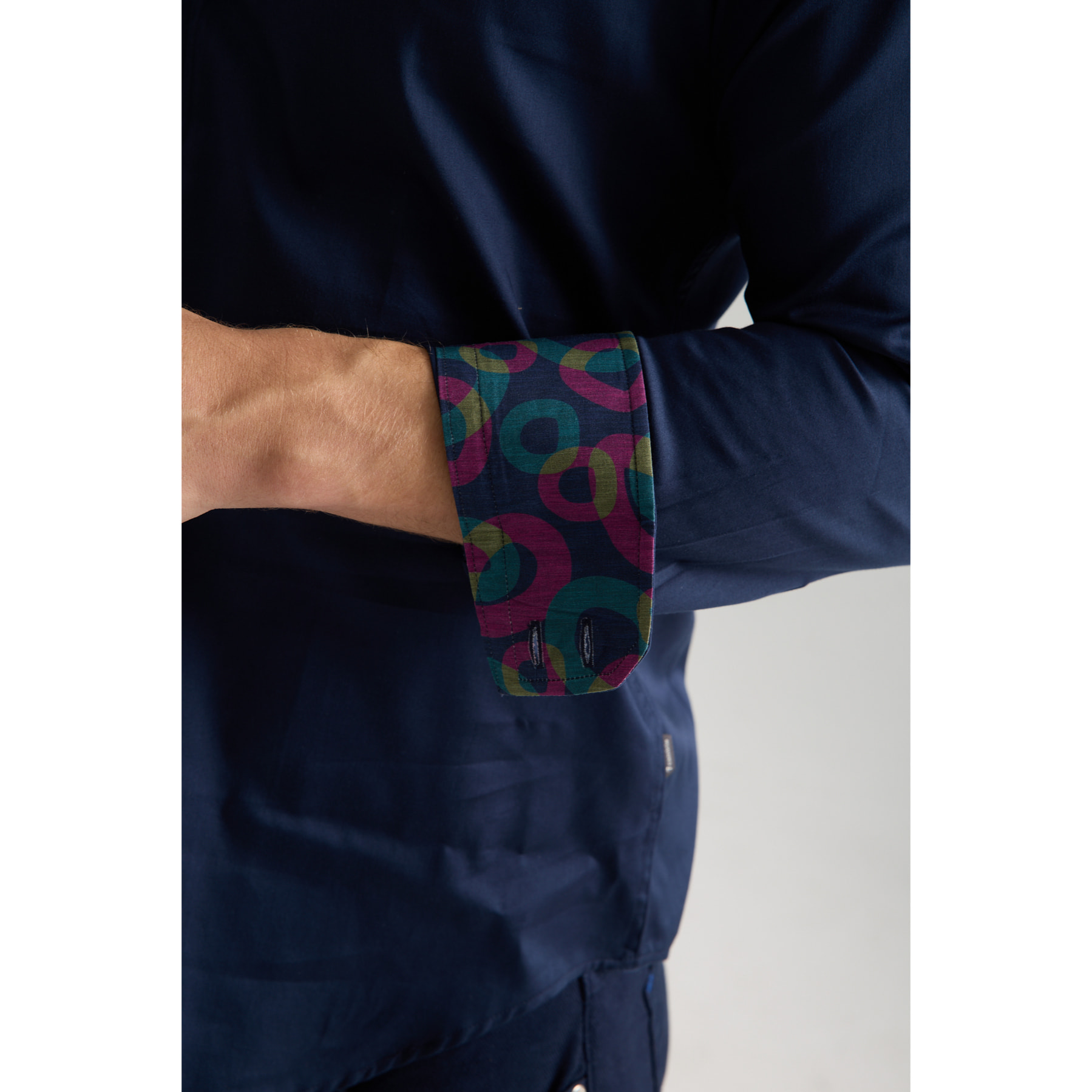 Camicia Uomo 2 Bottoni Button Down Slim Satin Unito Blu